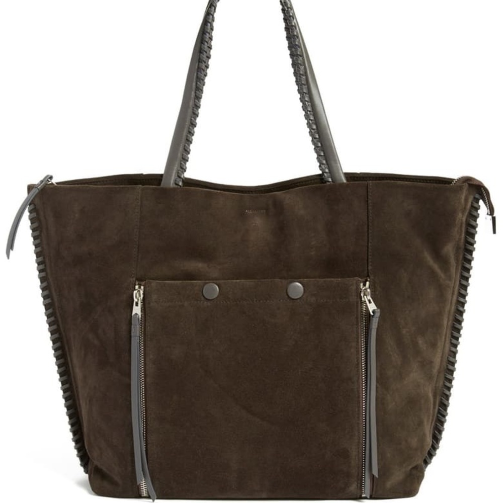 ALLSAINTS Fleur De Lis East West Tote; Suede Brown